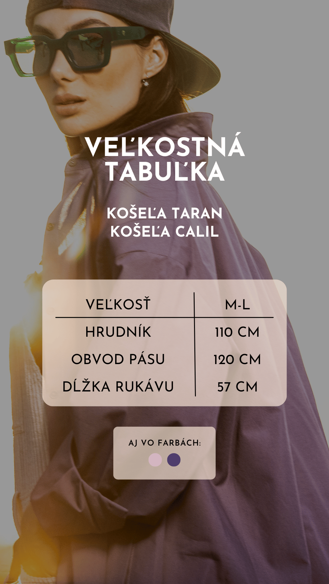 veľkostná tabuľka košele Taran-Calil_Leporis-Freel